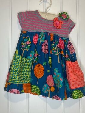 Dress with Pink & Blue Trees